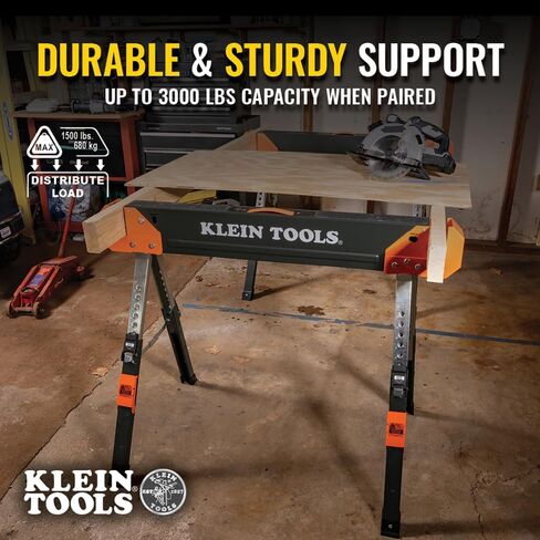 Klein Tools 66187 Folding Saw Horse, Heavy Duty Legs, Metal Saw Horse for Woodworking, Carpenters, Contractors, 2-Pack in Saudi Arabia