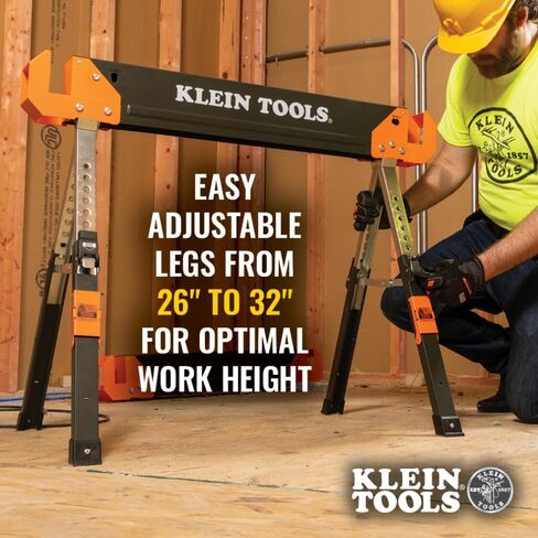 Klein Tools 66187 Folding Saw Horse, Heavy Duty Legs, Metal Saw Horse for Woodworking, Carpenters, Contractors, 2-Pack in Saudi Arabia