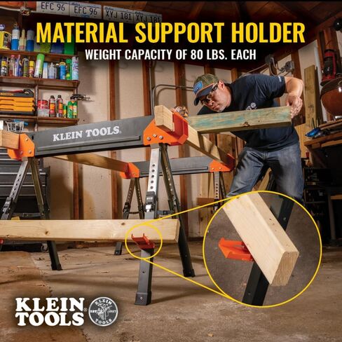 Klein Tools 66187 Folding Saw Horse, Heavy Duty Legs, Metal Saw Horse for Woodworking, Carpenters, Contractors, 2-Pack in Saudi Arabia