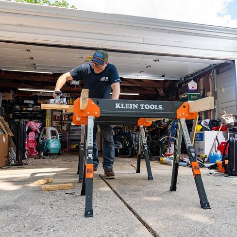 Klein Tools 66187 Folding Saw Horse, Heavy Duty Legs, Metal Saw Horse for Woodworking, Carpenters, Contractors, 2-Pack in Saudi Arabia