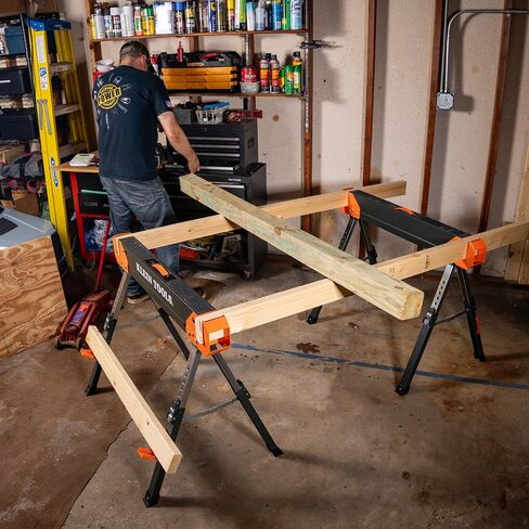 Klein Tools 66187 Folding Saw Horse, Heavy Duty Legs, Metal Saw Horse for Woodworking, Carpenters, Contractors, 2-Pack in Saudi Arabia