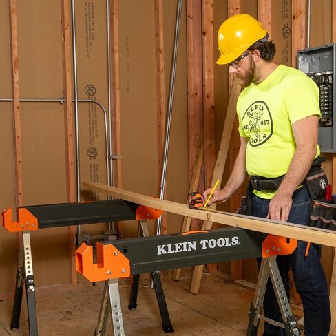 Klein Tools 66187 Folding Saw Horse, Heavy Duty Legs, Metal Saw Horse for Woodworking, Carpenters, Contractors, 2-Pack in Saudi Arabia