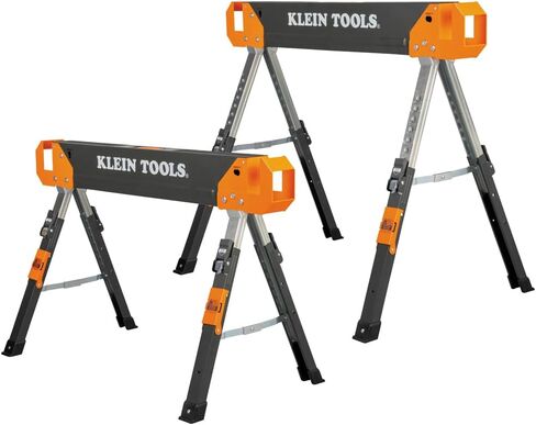 Klein Tools 66187 Folding Saw Horse, Heavy Duty Legs, Metal Saw Horse for Woodworking, Carpenters, Contractors, 2-Pack in Saudi Arabia