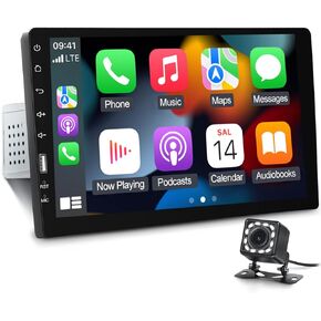 9inch Single Din Touchscreen Car Stereo Compatible with Apple Carplay and Android Auto, Bluetooth Car Radio with Backup Camera