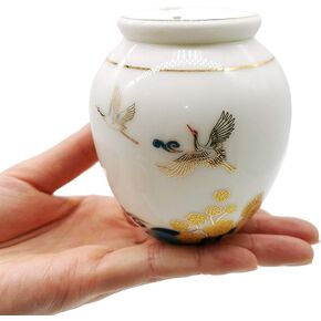 Small Cremation Urns for Human Ashes - Tree of Life Decorative Keepsake Urn with Case, Velvet Pouch - Ceramic Adult Dog Cat Ash Holders Miniature Memorial Funeral Urn for Sharing Ashes