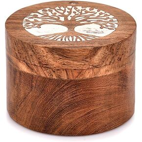Samhita Wooden Tree of Life Urn for Human Ashes for Ashes - Burial Pet urn for Dogs Ashes, Keepsake Box, Dog Urn,Cat Urn (3.5" x 3.5" x 2.5")