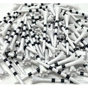 NorthPointe 3 ¼" Plastic Golf Tees – White with Black Stripes - 100 Golf Tees Plastic in Bulk