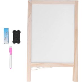 Easel Kids,Kids Wooden Art Easel Double-Sided Whiteboard and Chalkboard,Kids Easel Double Sided Foldable Standing Large Painting Space Poplar Structure Wooden Easel 25x40cm with Accessories