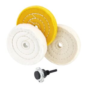SCOTTCHEN 4" Buffing Polishing Wheels Soft(30Ply)/ Fine(50Ply)/ Medium(38Ply)/ Coarse 1/2" Thick/Rough 1/2" Thick with 1/2" Arbor Hole with 2sets 1/4" Shank for Drill - 5Pack