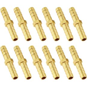 Auvotuis 6Pcs 5/8 Inch Brass Hose Barb Fittings, Metal Splicer Mender Hose Barb Reducer Union Air, Water, Fuel, Gas