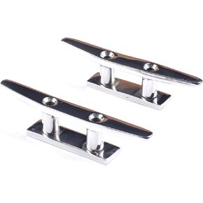 Mxeol Marine Stainless Boat Dock Cleats Flat Top Low 2 Hole Mooring (Pair)