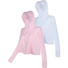 Hercicy 2 Pcs UV Protection Clothing Sun Protection Hoodie Jacket Full Zip UV Block Clothing for Women