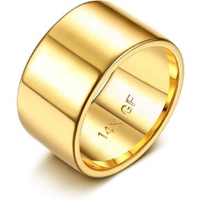 Florideco 14K Gold Filled Ring Gold Band Thick Thin Pinky Thumb Ring Gold Stacking Stackable Wedding Band Ring for Women Men Non Tarnish Comfort Fit Size 6 to 10