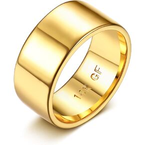 Florideco 14K الذهب معبأ خاتم الذهب الفرقة سميكة رقيقة الخنصر الإبهام خاتم الذهب التراص تكويم خاتم الزفاف للنساء الرجال غير تشويه الراحة تناسب حجم 6 إلى 10