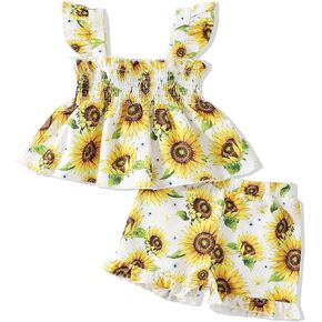 Renotemy Infant Baby Girl Clothes Summer Toddler Girl Outfits Short Sleeve Short Sets Cute Baby Clothes For Girl 3months-3T