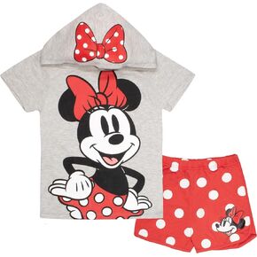 Disney Characters Girls 2-Piece Kids Clothing Set - Hoodie T-Shirt & Shorts 2-Pack Bundle Set for Girls