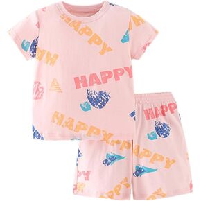 Girls Summer Outfits Toddler Girl Shorts Set Cotton Casual Short Sleeve Shirt and Shorts 2-7T… in Saudi Arabia
