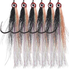 Streamer Fly Fishing Flies - 6pcs Clouser Minnow Fishing Flies Fly Fishing Lures for Fluke Flounder Salmon Trout Sea Bass Steelhead Freshwater Saltwater Fishing Teaser Hook Lures