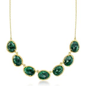 Ross-Simons 50.00 ct. t.w. Emerald Necklace in 18kt Gold Over Sterling. 18 inches