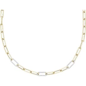 Boston Bay Diamonds 1/10cttw Diamond Adjustable Chain Link Necklace or Bracelet crafted in 14K Yellow Gold Plated Sterling Silver