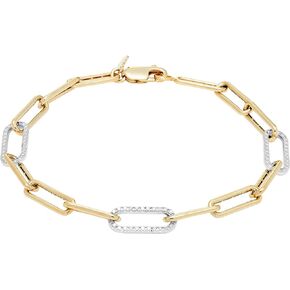 Boston Bay Diamonds 1/10cttw Diamond Adjustable Chain Link Necklace or Bracelet crafted in 14K Yellow Gold Plated Sterling Silver
