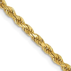 Avariah 10k Yellow Gold 2.5mm Semi-solid Diamond Cut Rope Chain -16.0" 18.0" 20.0" 22.0" 24.0"
