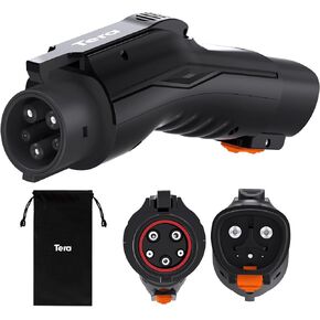 Tera Charger Adapter for Tesla to J1772: Fit for All J1772 EVs Max 48Amp 250V Tesla to J1772 Charging Adapter with Anti-Drop Lock J1772 Electric Vehicle Accessories Black A02