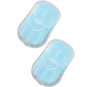 YSSZAM 100Pcs Blue Portable Soap Sheets, Mini Portable Travel Soap Paper Sheets Disposable Water Soluble Hand Washing Bath Scented Paper SoaCamping Hiking and Shampoo for Outdoor