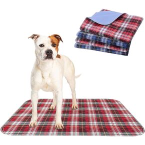 KOOLTAIL Washable Pee Pads for Dogs - Waterproof & Non-Slip Plaid Puppy Potty Training Pads, Reusable Whelping Pads, Dog Food Feeding Mat, 36"x41"