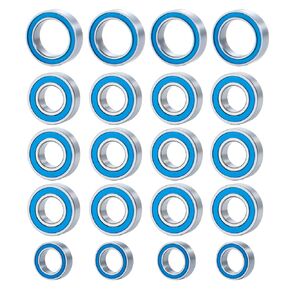 WEFEINO 20Pcs Blue Rubber Seals RC Ball Bearing Kit for All Tamiya TT-01 RC Crawler Car