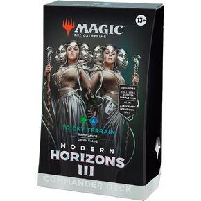Magic: The Gathering Modern Horizons 3 Commander Deck - Tricky Terrain (مجموعة مكونة من 100 بطاقة، حزمة عينة معززة لهواة جمع البطاقات مكونة من بطاقتين + ملحقات)