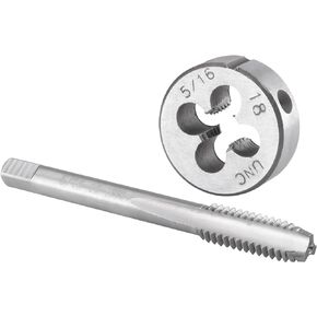 Burkit 5/16"-18 UNC Tap and Die Set, 5/16 x 18 UNC Machine Thread Tap and Round Die Right Hand