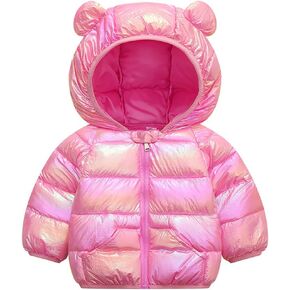 Winter Down Coats for Kids Baby Boys Girls Light Puffer Padded Jacket Bear Hoods Infant Outerwear