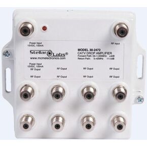 CATV/Antenna Drop Amplifier 1x8 Splitter with Passive Return