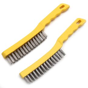 Wire Brush Set, Heavy Duty Stainless Steel Wire Scratch Brushes for Cleaning Rust Remover for Metal with Curved Handles 11 Inch Metal Brushes for Rust & Paint Removal Welding Aluminum（2 Set）