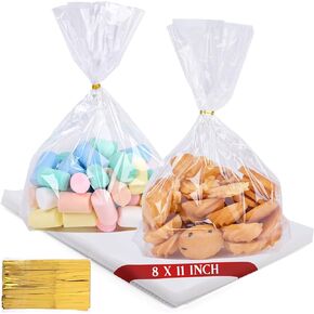 Shindel 100PCS Cellophane Bags, 6x9inch Treat Bags with Ties Clear Gift Bags Cello Bags Cookie Bags for Toast Cookie Candy Bakery Party Christmas Gift Wrapping