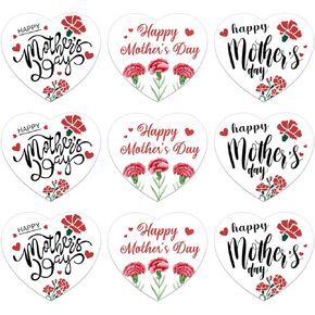 JUESMOS 48pcs Happy Mother's Day Label Stickers 1.5" Love Heart Mother's Day Stickers Tulip Gift Tag Stickers for Envelope Seals Gifts Wrapping Boxes Cards Party Favor Flowers Cookies Decorations