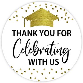 Thank You for Celebrating with Me Stickers, Graduation Favor Stickers, Birthday Favor Stickers, 50 Pieces, 2"