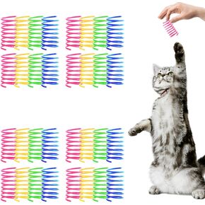 Shudyear Pack of 40 cat Coil Springs for Indoor Cats, Colourful and Durable Plastic Spring coils to Attract Cats, Chewing, Hunting, Interactive Toys for Cats and Kittens (40pc)