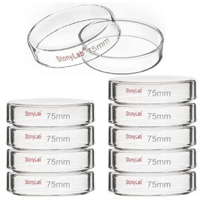 stonylab 10pk Glass Petri Dishes, 100x20 mm Autoclavable Borosilicate Glass Cell Culture Dishes Petri Dishes with Clear Lid for Laboratory