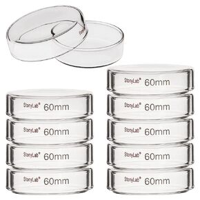 stonylab 10pk Glass Petri Dishes, 100x20 mm Autoclavable Borosilicate Glass Cell Culture Dishes Petri Dishes with Clear Lid for Laboratory