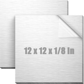 Blulu 2 قطعة 6061 T651 صفائح ألومنيوم معدنية 12 × 12 × 1/8 (0.125 بوصة) لوحة ألومنيوم مسطحة مسطحة مع طبقة واقية لوحة معدنية مربعة شديدة التحمل 3 مم للحرف اليدوية، DIY، الصناعية in Kuwait