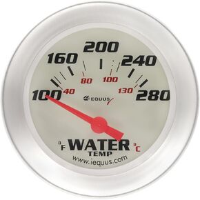 Equus 8462 2-5/8" Electric Water Temperature Gauge, White with Aluminum Bezel