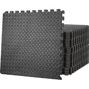 Smartxchoices 6 Tiles Puzzle Exercise Mat Gym Mat Floor Mats with EVA Foam Interlocking Tiles for Exercise, MMA, Gymnastics and Home Gym Protective Flooring, 1/2" Thick, 24 Square Feet, Black