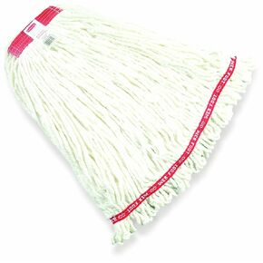 Rubbermaid Commercial Products Web Foot Shrinkless Wet Mop Head Replacement, 1-inch Green Headband, Blue, Heavy Duty Industrial Wet Mop For Floor Cleaning Office/School/Stadium/Lobby/Restaurant