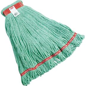 Rubbermaid Commercial Products Web Foot Shrinkless Wet Mop Head Replacement, 1-inch Green Headband, Blue, Heavy Duty Industrial Wet Mop For Floor Cleaning Office/School/Stadium/Lobby/Restaurant