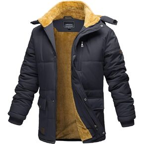 EKLENTSON Mens Winter Jacket with Hood Water Repellent Windproof Fleece Lined Snowboard Coats with Removable Hood