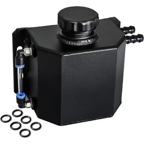 FlyOX Coolant Radiator Overflow Aluminum Tank Reservoir Expansion Catch Can 1L Universal, Black
