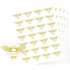 Anwyll Bee Stickers,Gold Foil Envelope Seals Stickers,420Pcs Queen Bee Labels Decals Stickers,Self-Adhesive Spring Gold Foil Bee Sticker for Invitation Card Gift Wrap Bee Day Wedding Party Baby Shower