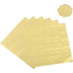 PATIKIL Embossed Seal Stickers, 200Pcs Heart Wax Looking Embossed Envelope Self Adhesive Sticker for Wedding Invitation Birthday Party Gift Card Christmas, Gold Tone